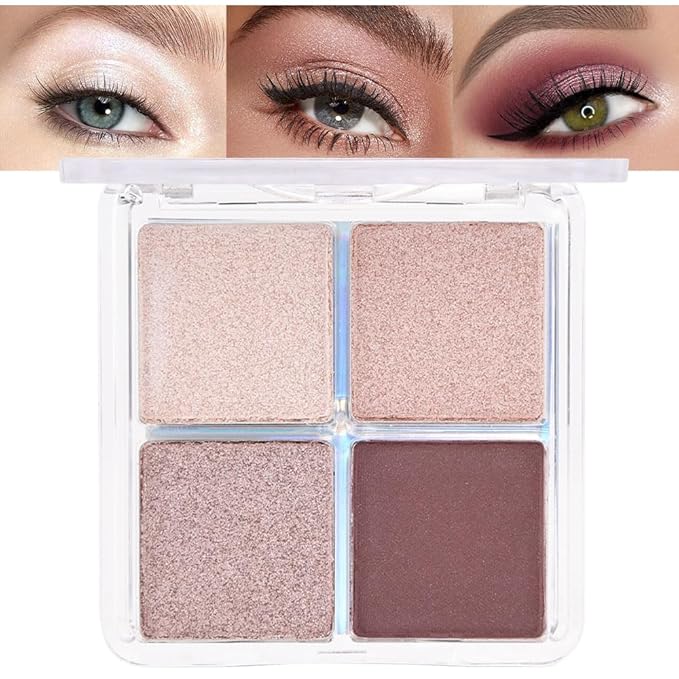 6 Color Eyeshadow Palette – Nude, Pink, Mauve, Rose Gold, Coffee & Black | Shimmer & Matte Travel Makeup