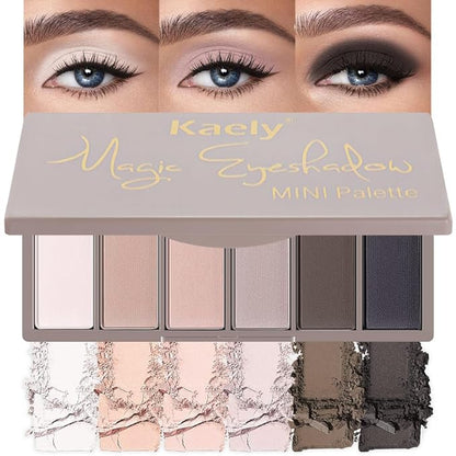 6 Color Eyeshadow Palette – Nude, Pink, Mauve, Rose Gold, Coffee & Black | Shimmer & Matte Travel Makeup
