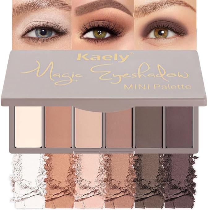 6 Color Eyeshadow Palette – Nude, Pink, Mauve, Rose Gold, Coffee & Black | Shimmer & Matte Travel Makeup