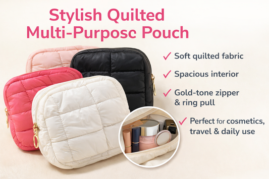 Quilted Soft Bubble Cosmetic Bag – Macaron Color Makeup Organizer Travel Toiletry Pouch for Women & Girls, Portable Storage for Makeup, Sanitary Pads & Accessories