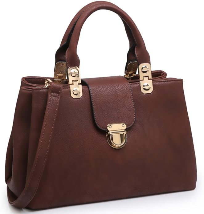 Women Satchel Handbags Top Handle Purse Medium Tote Bag Vegan Leather Shoulder Bag