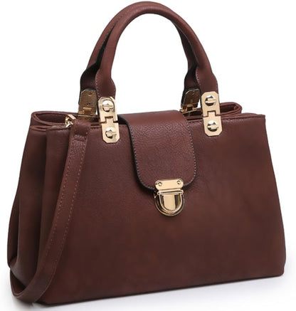 Women Satchel Handbags Top Handle Purse Medium Tote Bag Vegan Leather Shoulder Bag