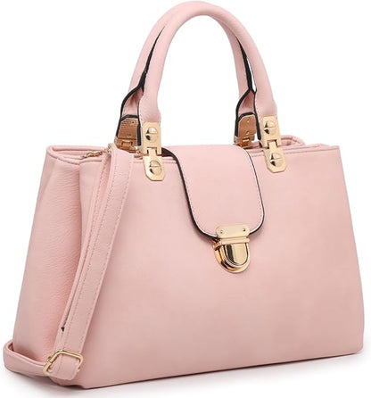 Women Satchel Handbags Top Handle Purse Medium Tote Bag Vegan Leather Shoulder Bag