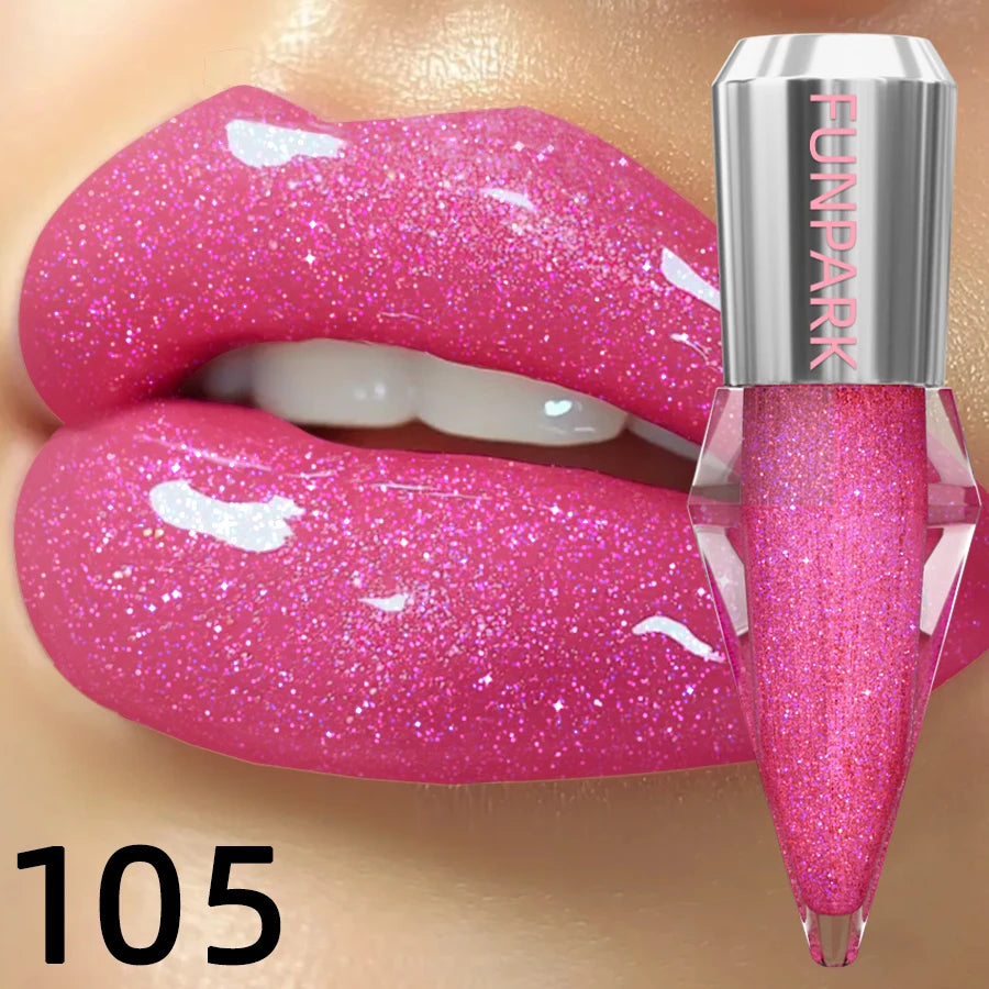 8-Color Glitter Shimmer Lip Gloss | Moisturizing Diamond Liquid Lipstick for Plump, Shiny Lips