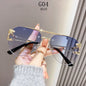 Rimless Sunglasses Women Trendy Luxe Fashion Sunglasses Vintage Glasses