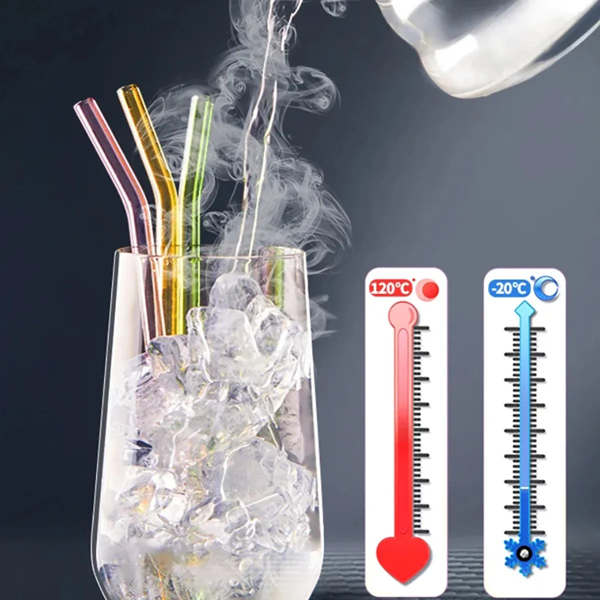 Colorful Glass Drinking Straws Set