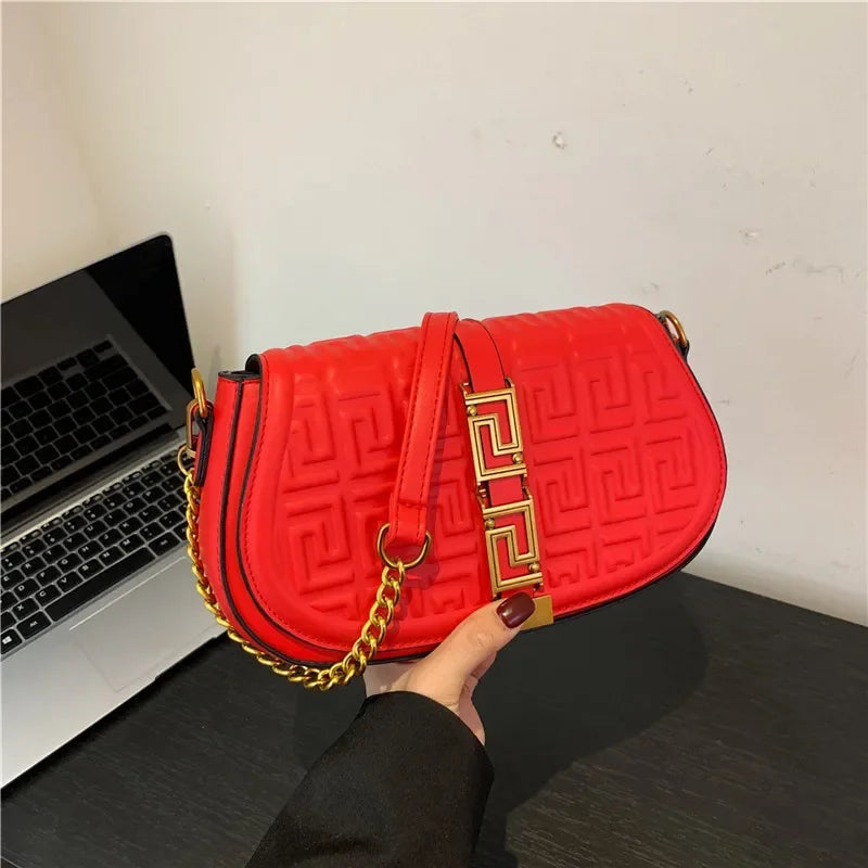 Leather Underarm Bag Women Gold-Tone Chain Crossbody Convertible Day-to-Evening Shoulder Purse Quiet Luxury Essential