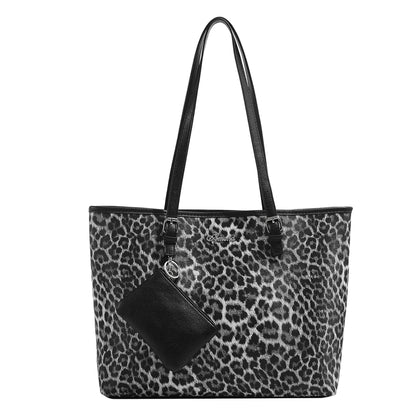 Europe and the United States new female handbag shoulder bag cow leopard print simple fashion large bag