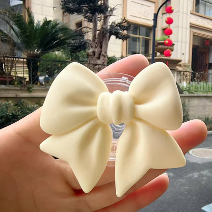 Cute Plain Macaron Color Bow-knot Smart Tok Universal Phone Holder Korean Girl's Phone Bracket GripTok Stand Socket Lazy Bracket