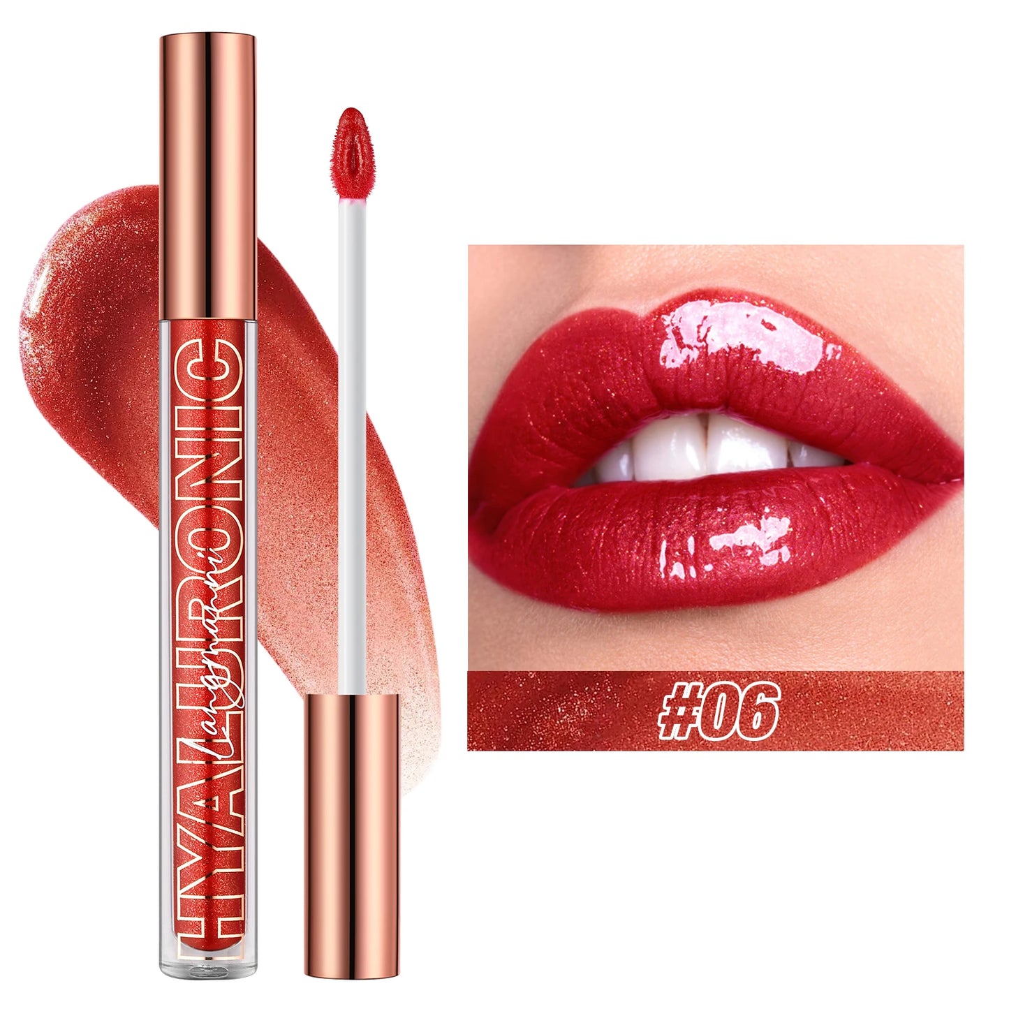 Hyaluronic Acid Lip Gloss, 8-Color Shimmering Lip Tint, Moisturizing Hydrating,Long-Lasting Shine Popular Best-Selling lip gloss