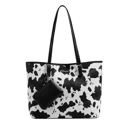 Europe and the United States new female handbag shoulder bag cow leopard print simple fashion large bag
