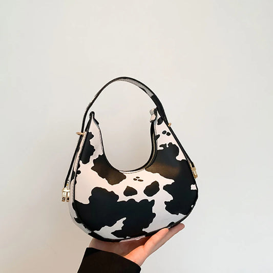 Cow Pattern Shoulder Bag For Spring/Summer Versatile Women's Bag Personalized Korean Leopard Pattern Underarm Handbag