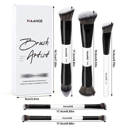 Makeup Brush Set Soft Hair Synthetic Kabuki Brushes Foundation Powder Blending Concealer Eyeshadow Double-ended Brushes