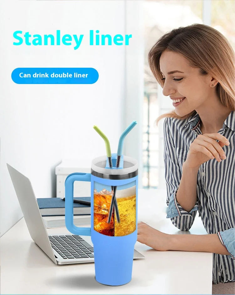 Silicone Water Cup Liner Double Drinking Compartment Water Cup Sleeve 40oz Thermos Cup Special Water Bottle Accessories