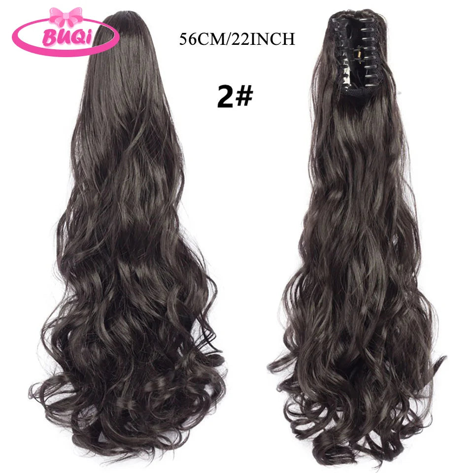 Water Wave Claw Clip In Ponytail Hair Extension Ombre Color Curly Wavy Synthetic Ponytail Extension Hair For Women Pony Tail