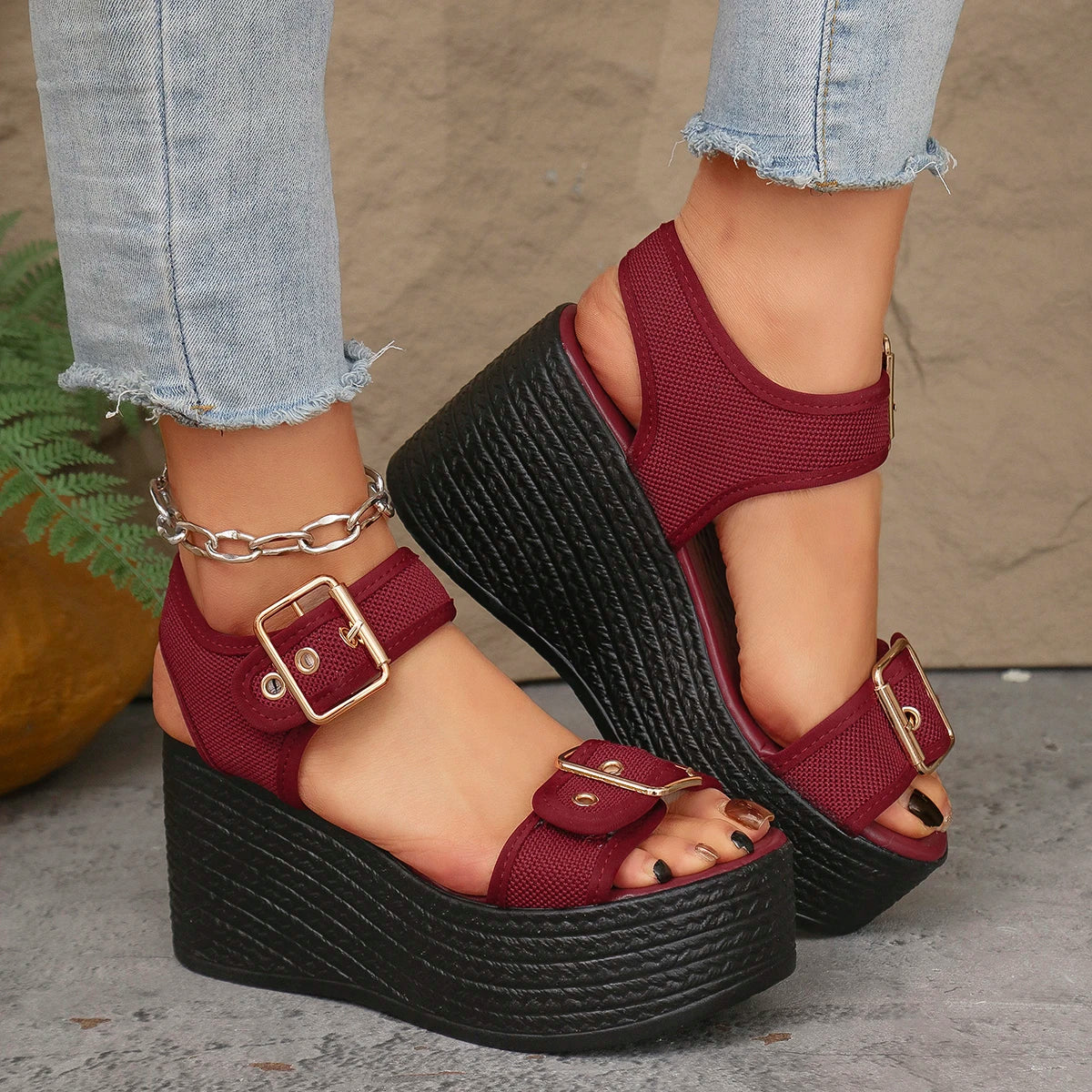 Sandals female super high heels heightening new summer fish mouth thick bottom slippers fashion muffin shoes women's shoes