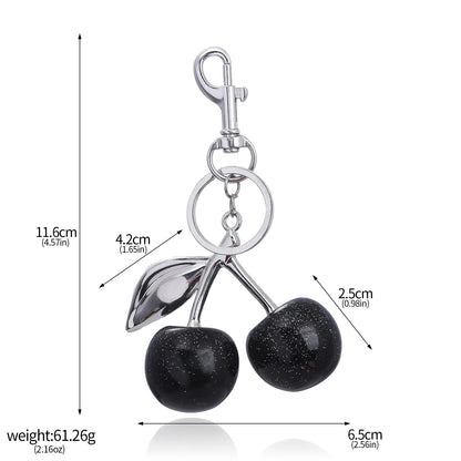 Delicious Crystal Red Pink Cherry Keychain Summer Fruits Cherries Pendant Keyring For Women Men Jewelry Bag Key Accessories Gift