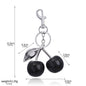 Delicious Crystal Red Pink Cherry Keychain Summer Fruits Cherries Pendant Keyring For Women Men Jewelry Bag Key Accessories Gift