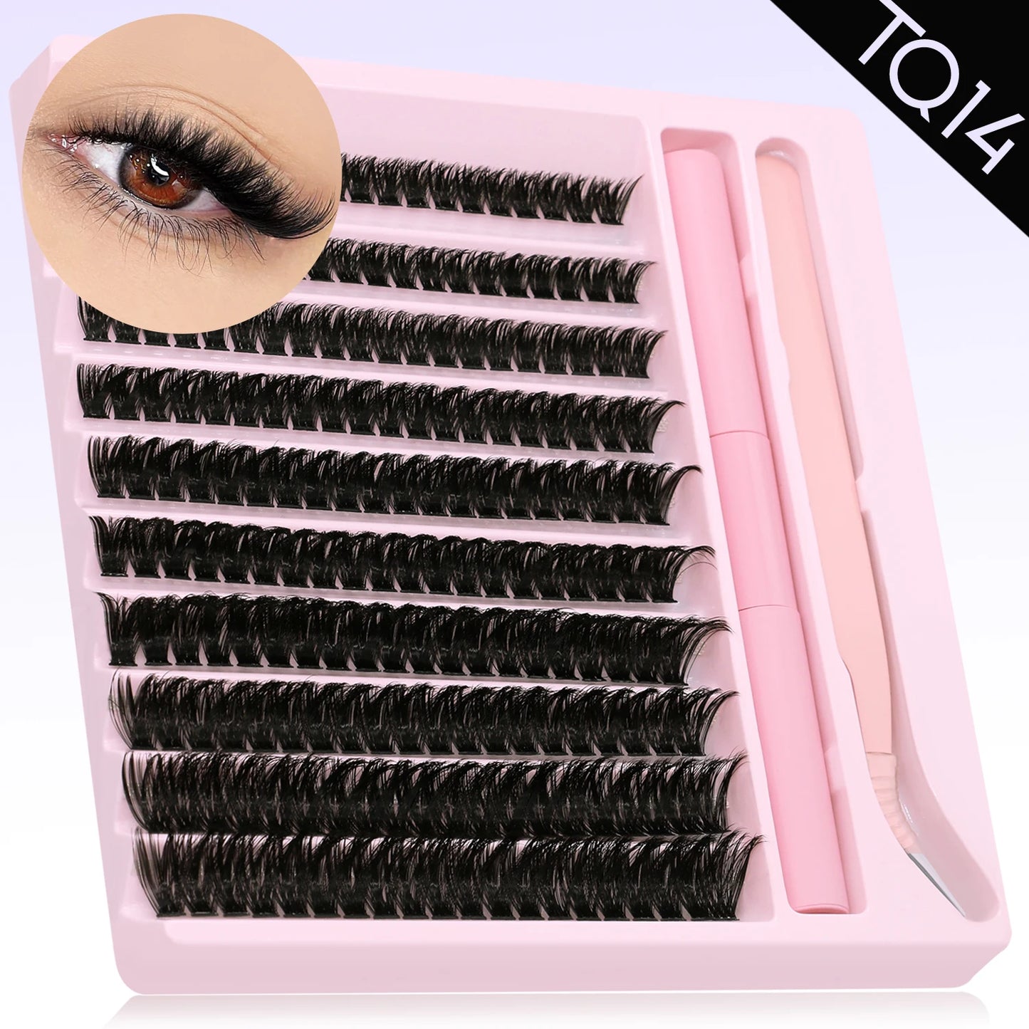 Eyelash Clusters Kit DIY Lash Extension Kit Lash Bond And Seal And Eyelash Tweezers With Waterproof Strong Hold