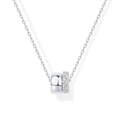 Women Luxury 14K Gold Plated Cubic Zirconia Rondelle Pendant Necklace Lady Girls Two-Toned Dainty  Trendy Necklaces