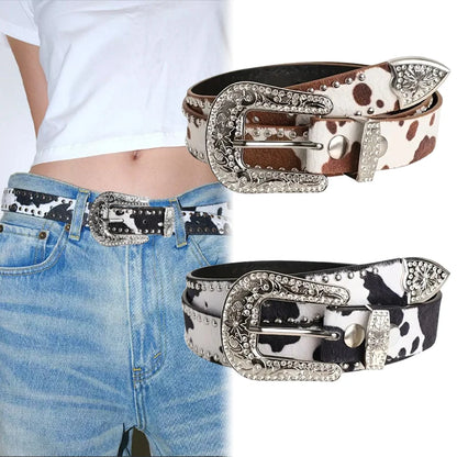 Women's Retro Casual Trend Carved Buckle Belt For Women Men,Punk Style Rivet Y2k Belt