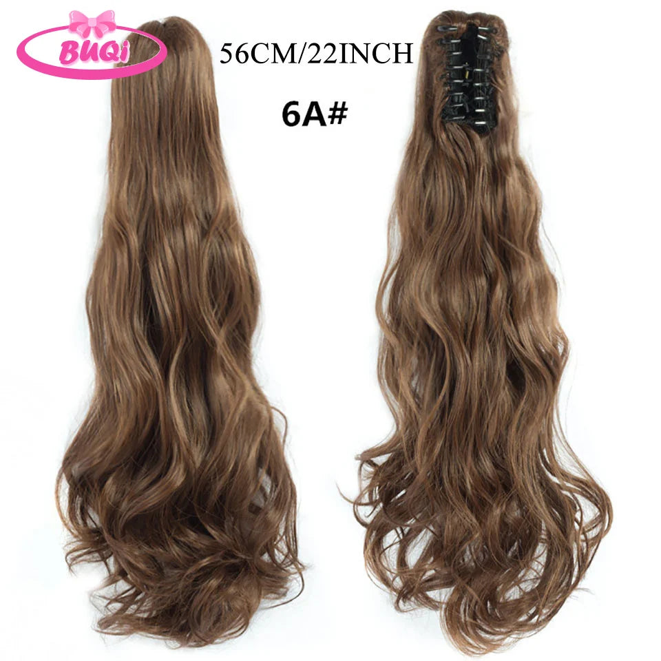 Water Wave Claw Clip In Ponytail Hair Extension Ombre Color Curly Wavy Synthetic Ponytail Extension Hair For Women Pony Tail