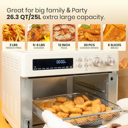 Retro Style Infrared Heating Air Fryer Toaster Oven, Extra Large Countertop Convection Oven 10-in-1 Combo, 6-Slice Toast