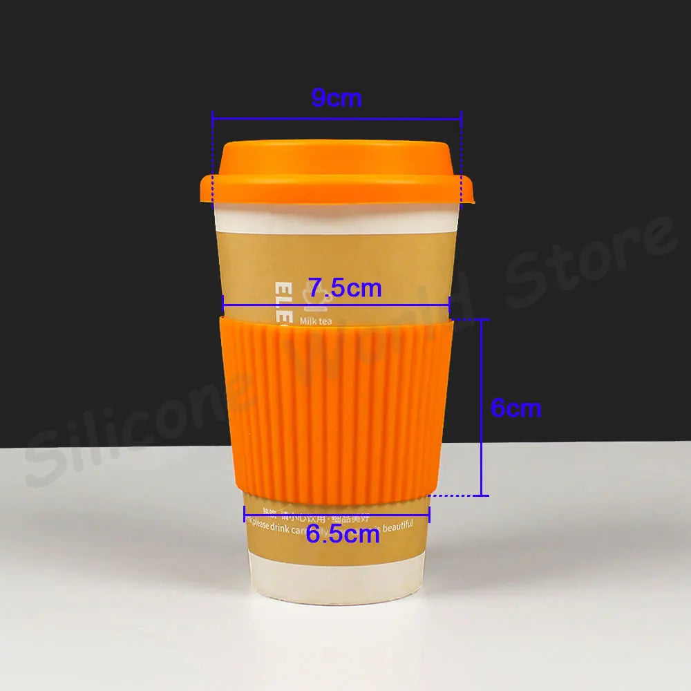 Silicone World 2PCS/Set Silicone Coffee Cup Cover Heat Insulation Anti Slip Cup Sleeve Mug Glass Cup Cover Anti-Dust Cup Lids