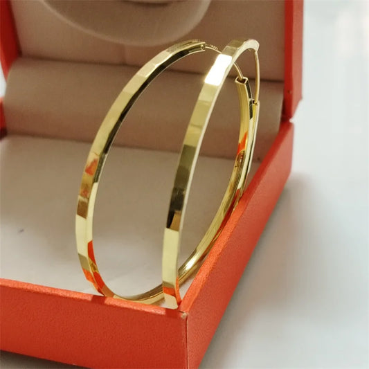 New Fashion18K Gold Plated Hoop Earrings For Women 925 Sterling Silver 2.0mm Fashion Earring 3/4/5/6CM