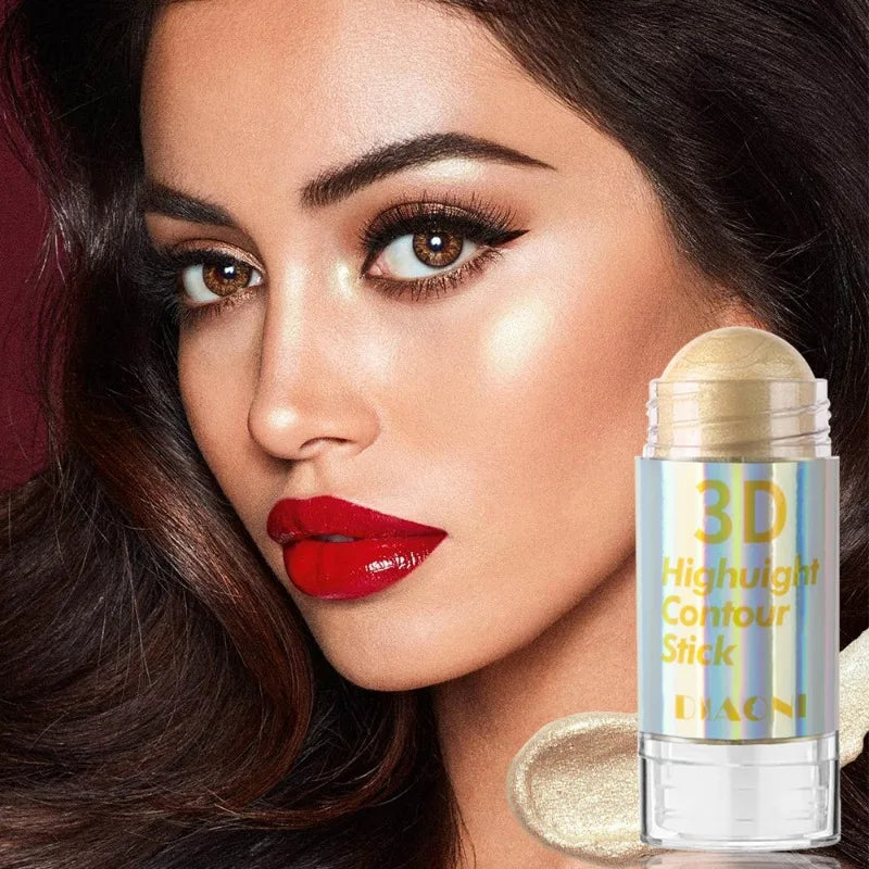 3D Face Brighten Highlighter Bar Cosmetic Face Contour Bronzer Shimmer Highlighter Stick Concealer Cream Makeup tool
