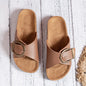 Women's simple solid color buckle cover for wearing flat heeled straight slippers