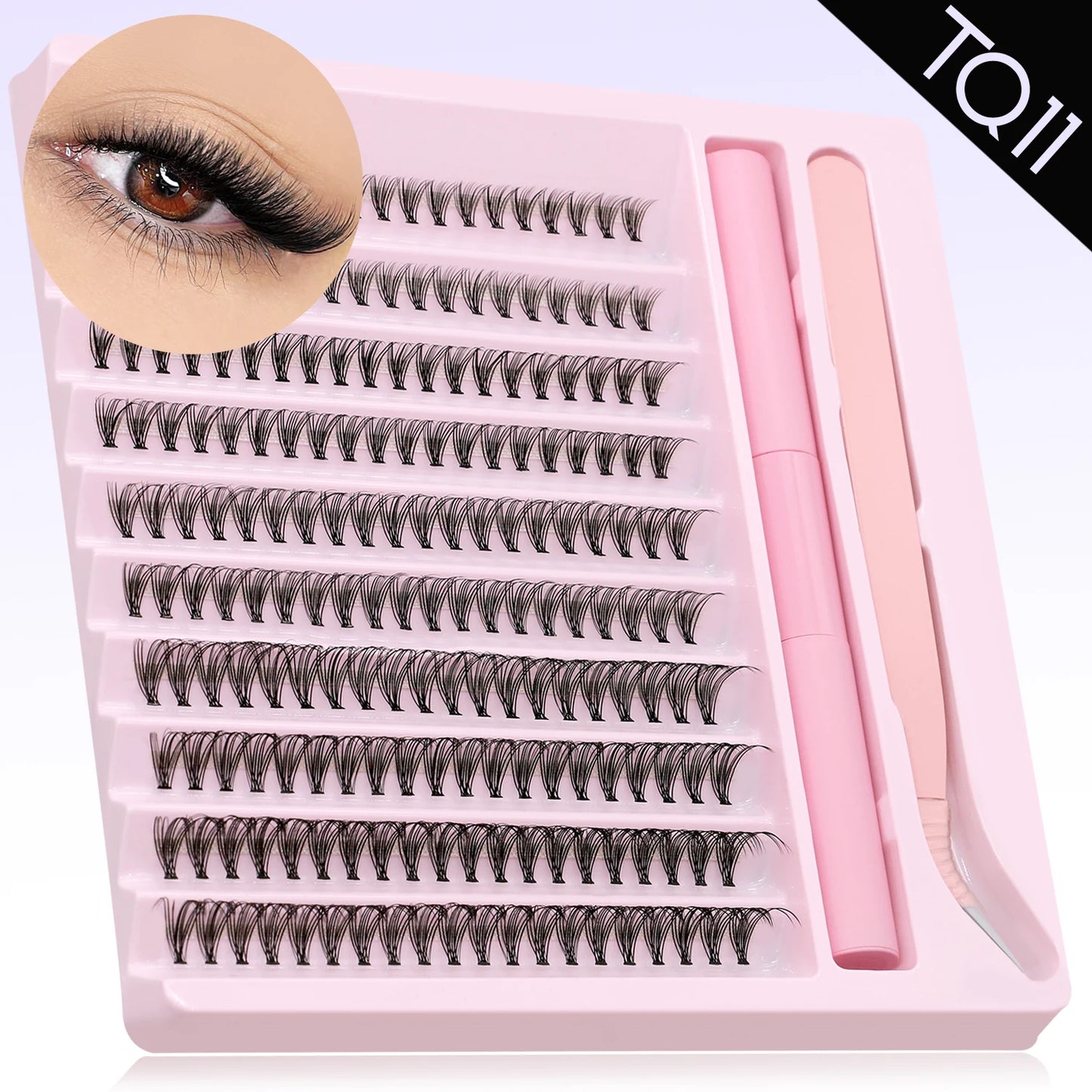 Eyelash Clusters Kit DIY Lash Extension Kit Lash Bond And Seal And Eyelash Tweezers With Waterproof Strong Hold