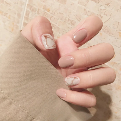 Glossy Press on Nails Set Short Oval Shiny Gradient French Nail Art Design Reusable Full Cover Fake Nails with Glue for Girls