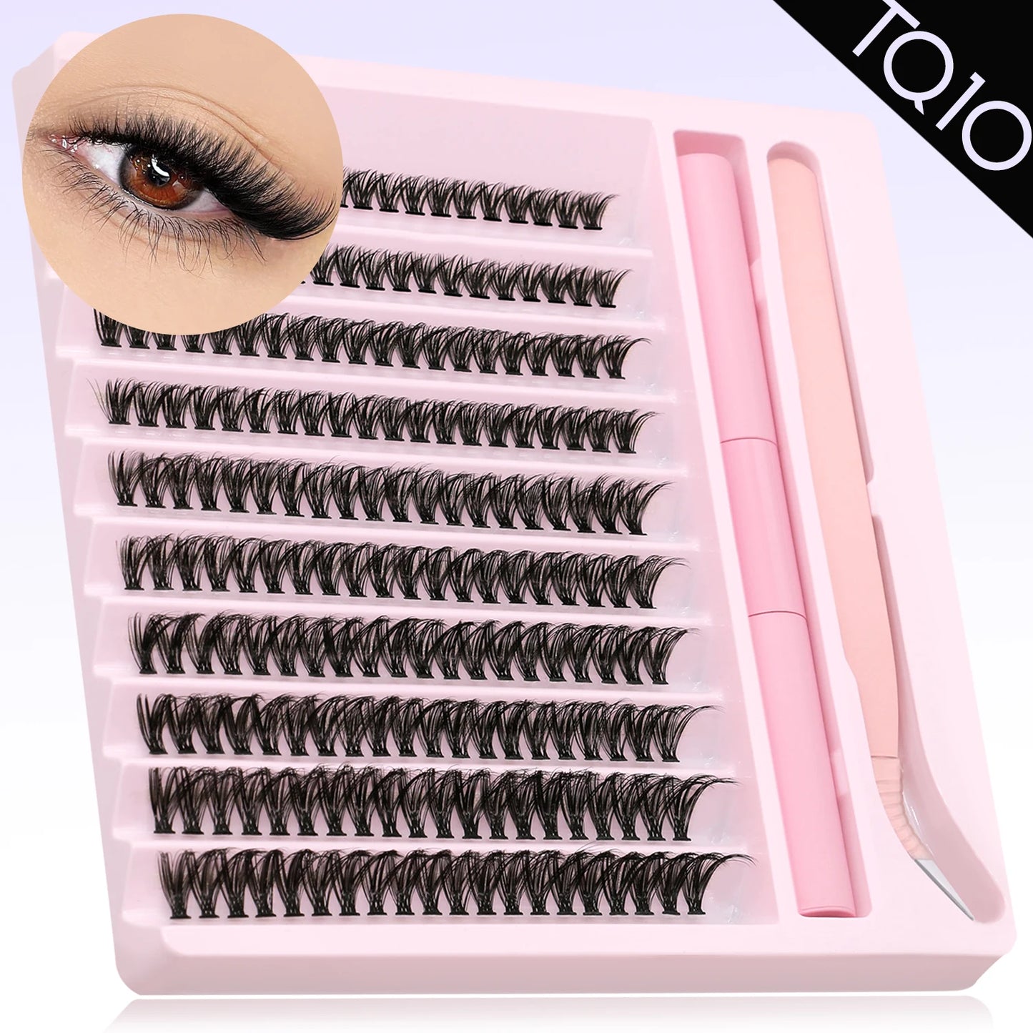 Eyelash Clusters Kit DIY Lash Extension Kit Lash Bond And Seal And Eyelash Tweezers With Waterproof Strong Hold