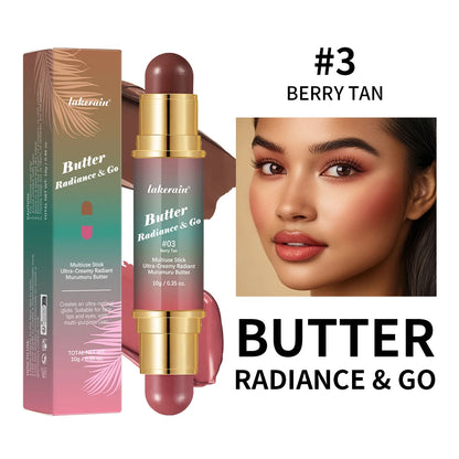 Butter Glow & Go Multiuse Stick – Double-Headed Bronzer & Blush for Cheeks, Eyes, Lips | Matte & Glossy Finish