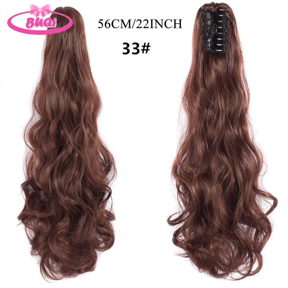 Water Wave Claw Clip In Ponytail Hair Extension Ombre Color Curly Wavy Synthetic Ponytail Extension Hair For Women Pony Tail