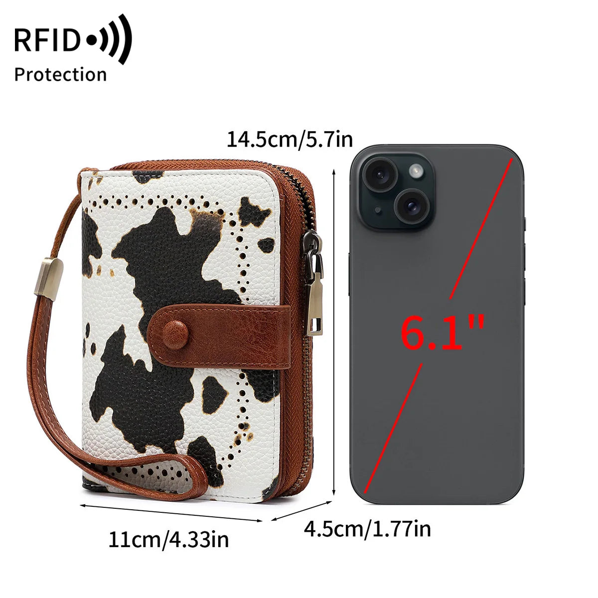 Anti-Theft Brush Bag for Ladies, Oil Wax Leather, Short Purse, European and American Retro, Multi-Function, organ Card Bag