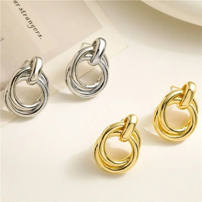 Classic Gold Color Geometric Irregular Stud Earrings for Women Design Sense Knot Piercing Earring Fashion Jewelry