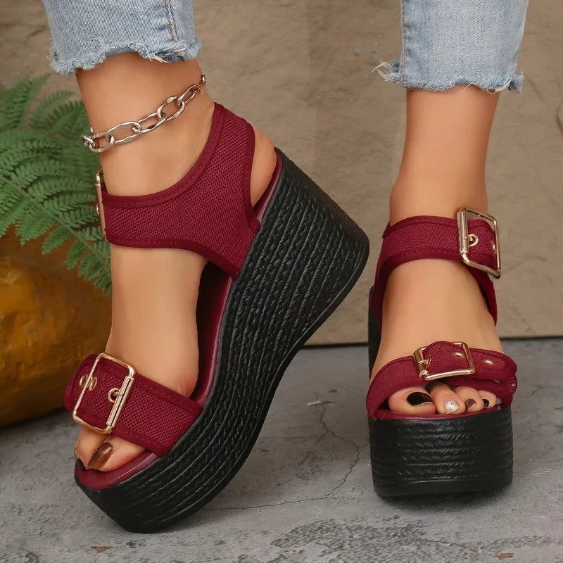 Sandals female super high heels heightening new summer fish mouth thick bottom slippers fashion muffin shoes women's shoes