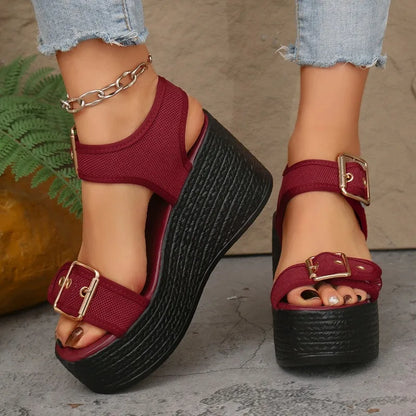 Sandals female super high heels heightening new summer fish mouth thick bottom slippers fashion muffin shoes women's shoes
