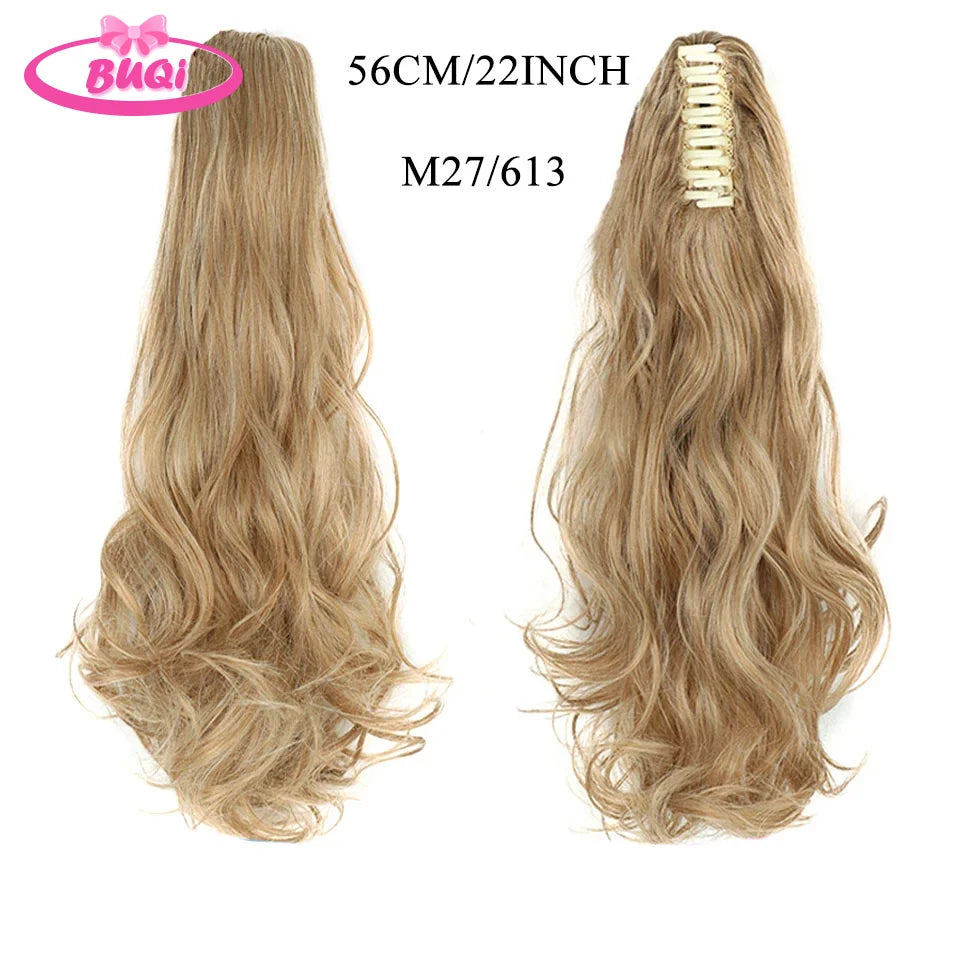 Water Wave Claw Clip In Ponytail Hair Extension Ombre Color Curly Wavy Synthetic Ponytail Extension Hair For Women Pony Tail