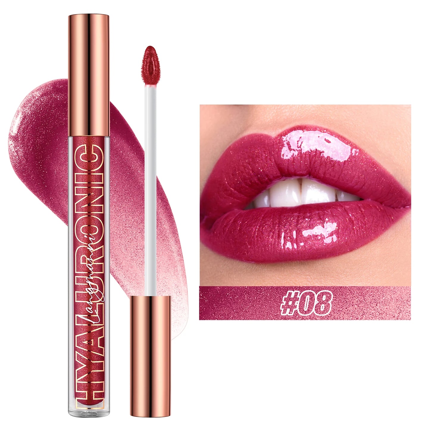 Hyaluronic Acid Lip Gloss, 8-Color Shimmering Lip Tint, Moisturizing Hydrating,Long-Lasting Shine Popular Best-Selling lip gloss