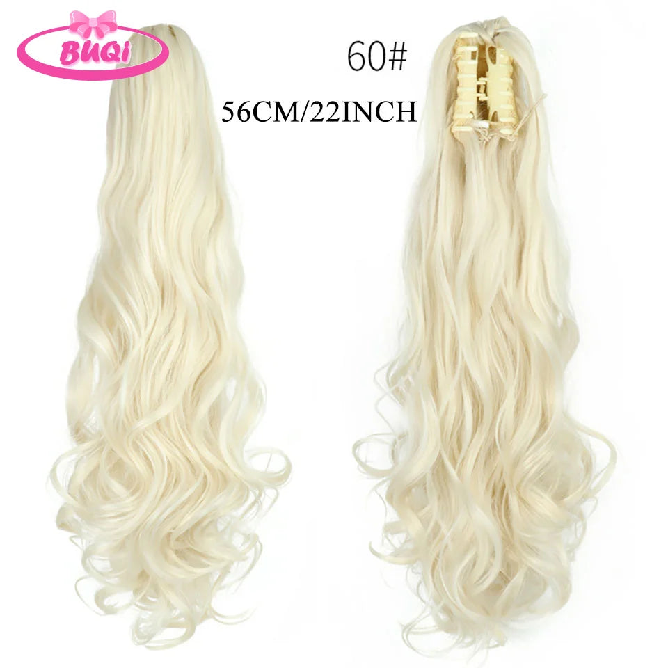 Water Wave Claw Clip In Ponytail Hair Extension Ombre Color Curly Wavy Synthetic Ponytail Extension Hair For Women Pony Tail