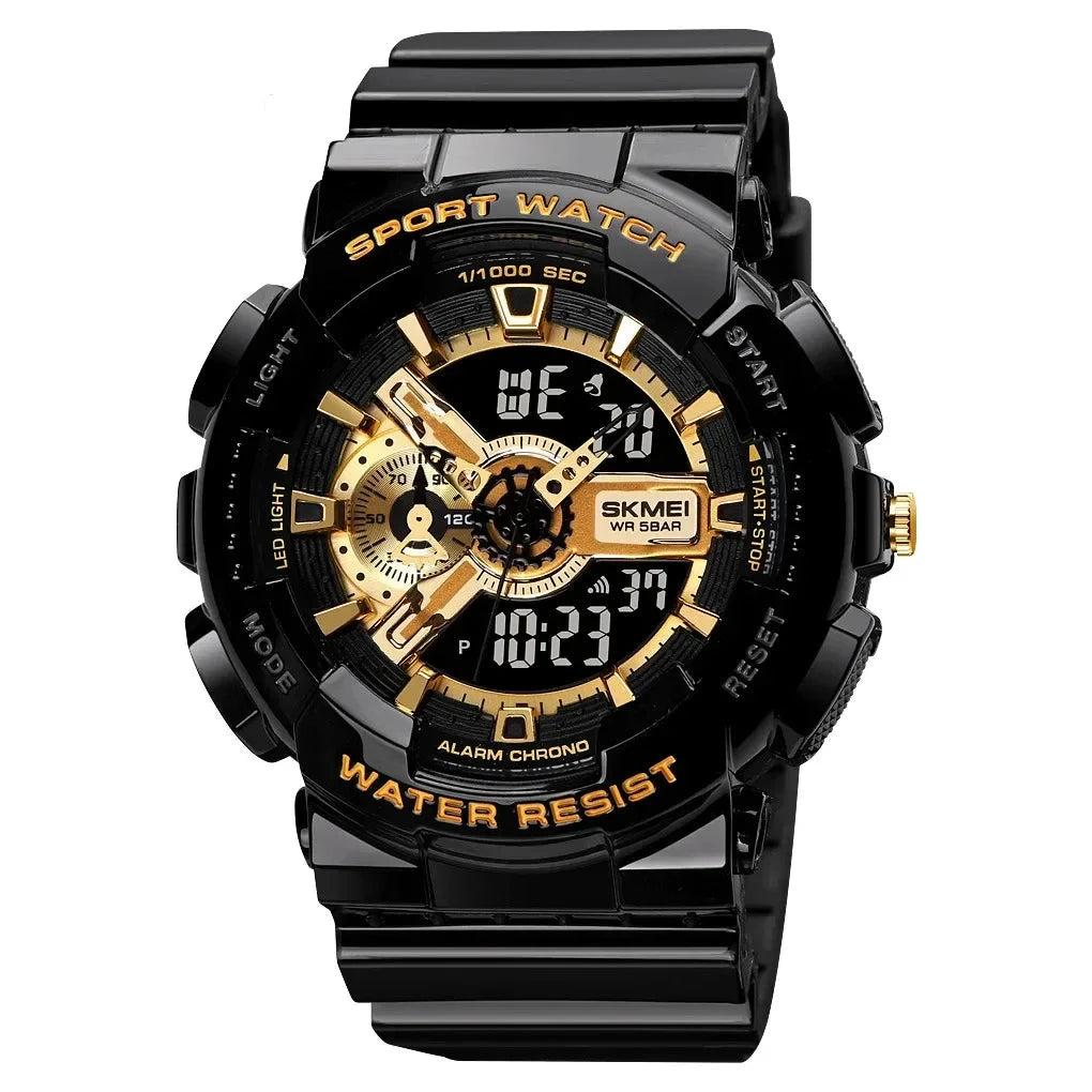 Dual Display  Sports Digital Watch – LED Chrono Alarm Waterproof