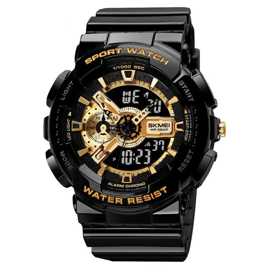 Dual Display  Sports Digital Watch – LED Chrono Alarm Waterproof