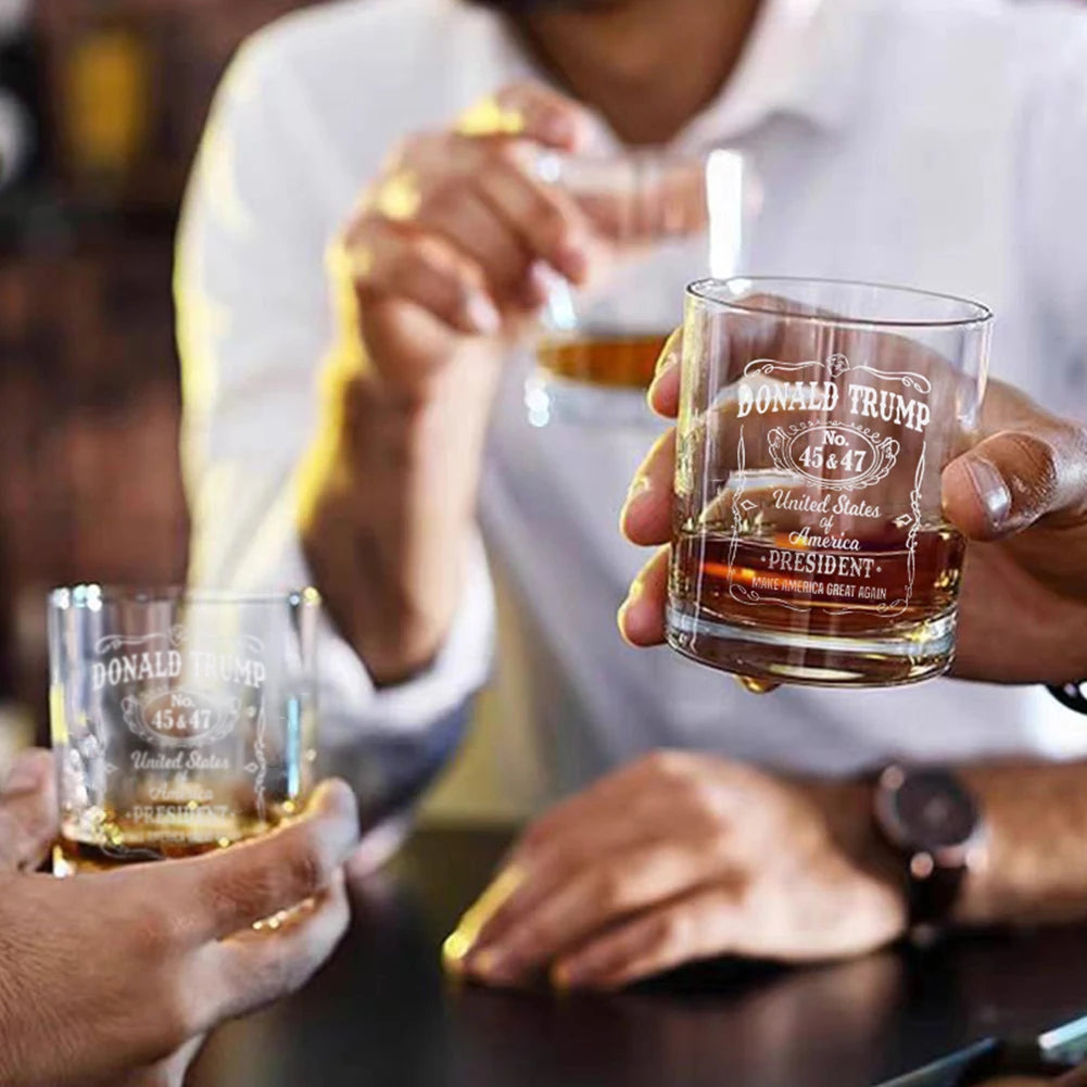 1/2/4PCS Trump Whiskey Glass Wine Glass Lasers Engraved Presidency Glasses Right Wing,Glassware for Drinking,Conservative Gift