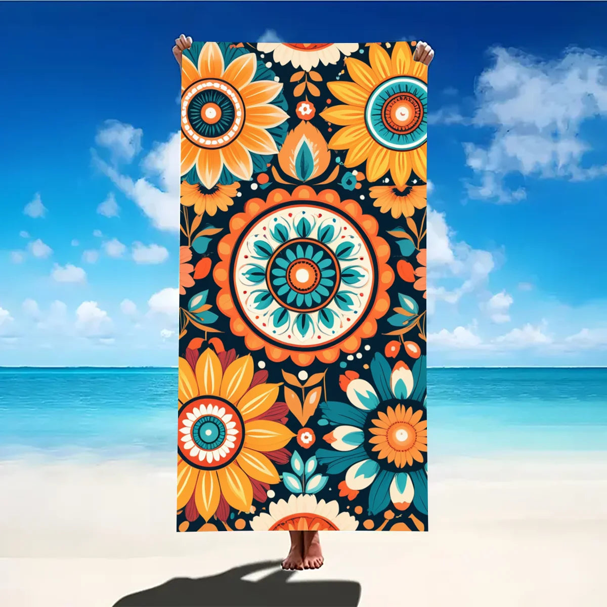 Print Sea Beach Towel Quick-Dry Washable Beach Towels Sandproof Portable Beach Towels  For Travel Swimming Camping Beach