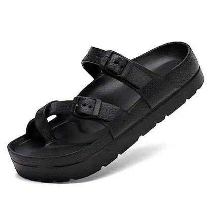 Fashion Thick Sole Slippers For Women Lightweight EVA Beach Shoes With Adjustable Buckle Summer New Orthopedic Slippers