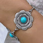 Vintage Green Stone Bracelets for Women Luxury Crystal Stone Flowers Opening Bangle Adjustable Jewelry Accessories