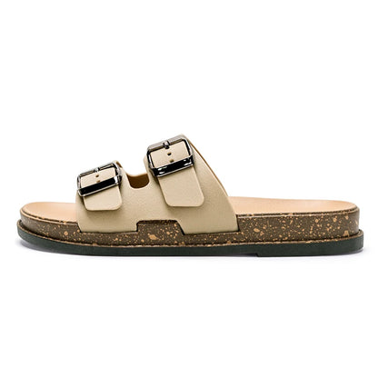 Double Strap Women's Slippers Summer Adjustable Soft Sole Shoes Outdoor Fashion Flat Bottom Sandals Women